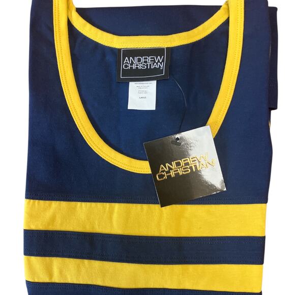 Andrew Christian Phys. Ed. Varsity Tank Navy Large - Picture 9 of 10